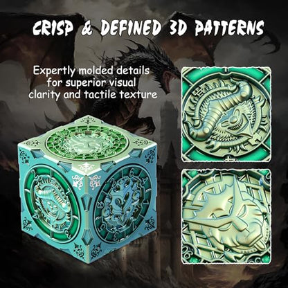DNDND Chameleon Gold-Green Color Shift Cube Dice - Angular Color Changing D&D Spinner with 6-Side Precision Bearings & Gift Box for TTRPG - color: Chameleon Green