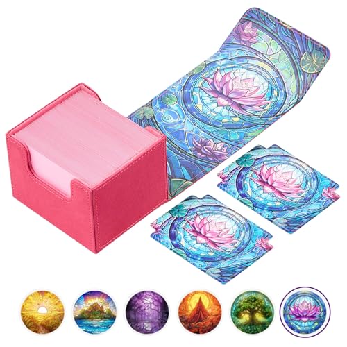 Arcane Fortress MTG Deck Box – Commander Deck Box for 120 Sleeved Cards with Art Interior – Leather Dividers, Nano-Fiber Exterior, Magnetic Closure – Perfect for Magic The Gathering, TCG - Pink - color: Blossom Grace, style: Standard
