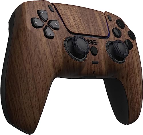 Custom Controllerzz Wood Controller Bundle – Includes Wood Custom Wireless Controller for PS5, PC & Braided USB-C Cable & Universal Protective Case