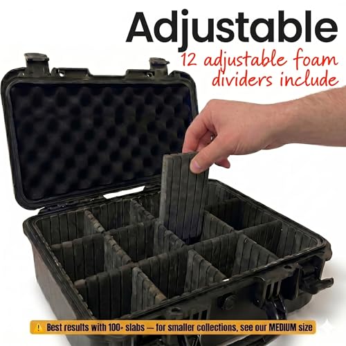 4 Row Graded Card Storage Box, IP67 Waterproof Hard Slab Case Holds 200+ PSA BGS SGC Graded Cards & 800+ Top Loaders, Baseball Sports Trading Card Carrying Case with Dividers, Large - size: LARGE