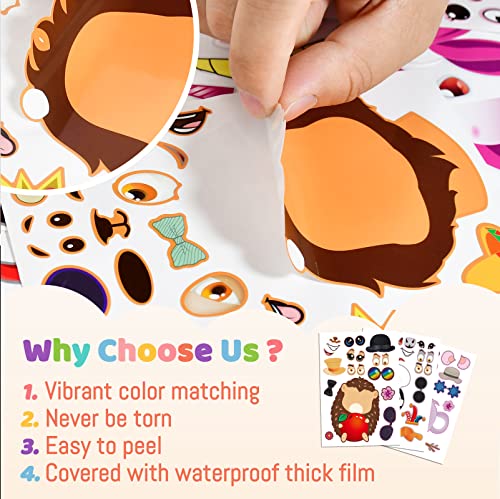 sinceroduct 60 Sheets Make a Face Stickers for Kids, Make Your Own Sticker,20 Styles Waterproof Kids Animal Stickers for Christmas, Party Favor Decoration, Gift, Reward, Travel Activities - style: Animal Style 60