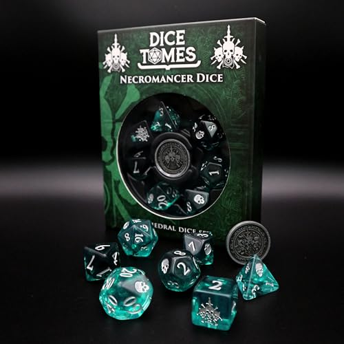 Polyhedral Dice Set - Dice Set for DND, Pathfinder & Tabletop RPGs (Necromancer)