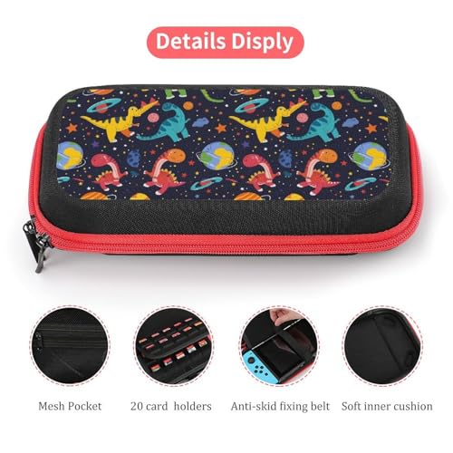 AoHanan Dinosaur in Space Switch Carrying Case Compatible With Switch - 20 Games Cartridges Hard Shell Travel Protection for Console & Accessories - color: Dinosaur in Space