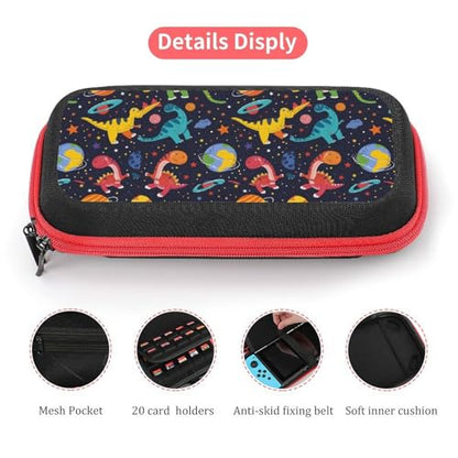 AoHanan Dinosaur in Space Switch Carrying Case Compatible With Switch - 20 Games Cartridges Hard Shell Travel Protection for Console & Accessories - color: Dinosaur in Space