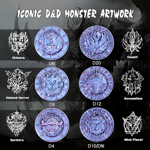 DNDND Purple-to-Blue Chameleon Multi-Functional Spinner DND Dice – Premium Color-Shifting D&D Monster Themed Cube Spinner Dice Cube for TTRPG, Dungeon Masters & RPG Collector's Gift with Gift Tin - color: Chameleon