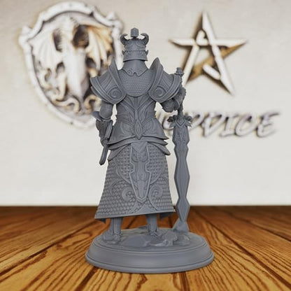 AUSPDICE Premium DND Miniatures for Tabletop RPG Game - Fantasy Minis Figurine for Dungeon Masters, 28mm Scale Unpainted TTRPG Figure for Role Playing - Elven Warrior King (AS226)