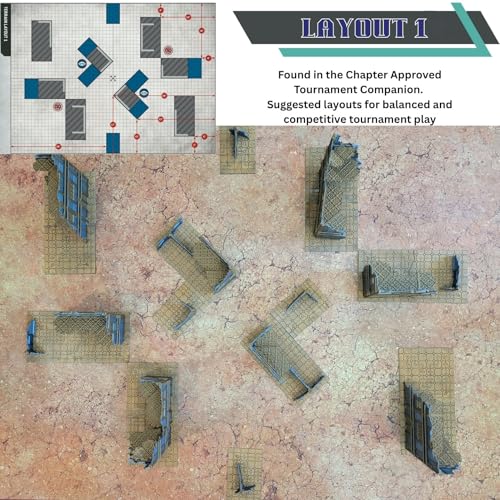 Foldable Imperial Gothic Terrain Set – 3D Printed Modular Ruins, Preassembled Scenery for 28mm Tabletop Wargames, Tournament Layout Compatible (Black)