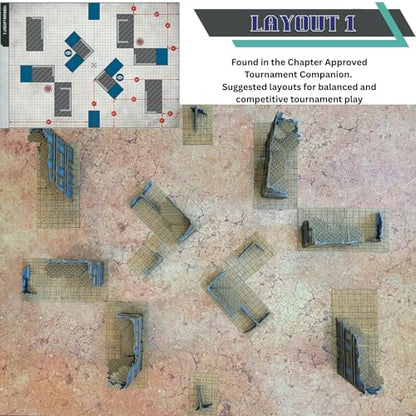Foldable Imperial Gothic Terrain Set – 3D Printed Modular Ruins, Preassembled Scenery for 28mm Tabletop Wargames, Tournament Layout Compatible (Black)