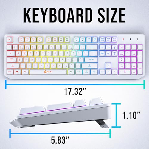KLIM Chroma White Wireless Keyboard – RGB Backlit, Rechargeable Battery, Wireless Keyboard with Water-Resistant Durable Design, Compatible with PC, Mac, PS4, PS5 - color: White