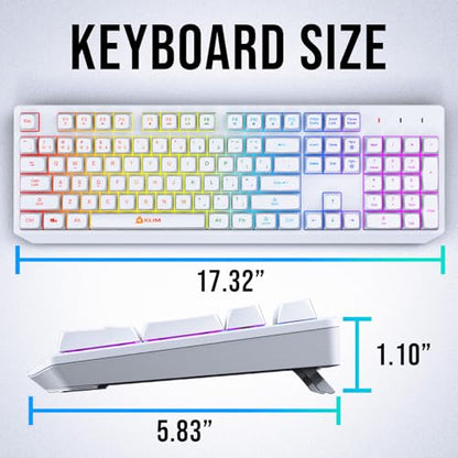 KLIM Chroma White Wireless Keyboard – RGB Backlit, Rechargeable Battery, Wireless Keyboard with Water-Resistant Durable Design, Compatible with PC, Mac, PS4, PS5 - color: White