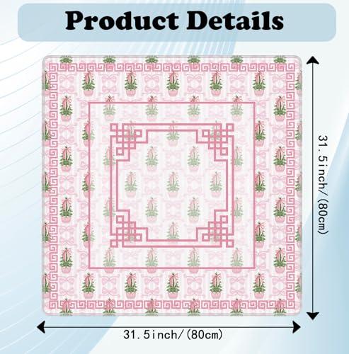 Pink Chinoiserie Christmas Mahjong Mat 31.5" x 31.5", Grandmillennial Christmas Non-Slip Noise Reduction Mahjong Table Cover Accessories Supplies for Dominoes Poker Card Board Tile Games Gifts - color: Grandmillennial Christmas