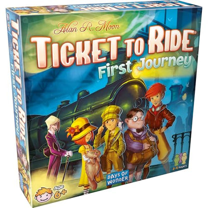 Ticket to Ride First Journey - Kids Train Board Game for Families, Strategy for Children, Board Games for Kids, Family Fun for Children & Families, 2-4 Players Ages 6+, 15-30 Min | For young players, connect cities on tickets, Simplified map suits small h