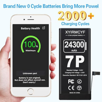 XYIRMCYF 24300mAh Super Capacity Battery Compatible with iPhone 7 Plus, New 0 Cycle-Li-Polymer Replacement Battery for iPhone 7 Plus, with Professional Repair Tool Kit - color: 7P-24300