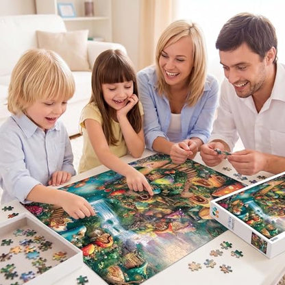 Mushroom Castle 1000 Piece Puzzle for Adults,Mushroom Garden Waterfall Puzzles for Adults 1000 Pieces,Challenging and Hard Difficult Mosaic Jigsaw Puzzles Toy Games 1000Pieces 27.5 X 19.7inch - color: Mushroom Castle