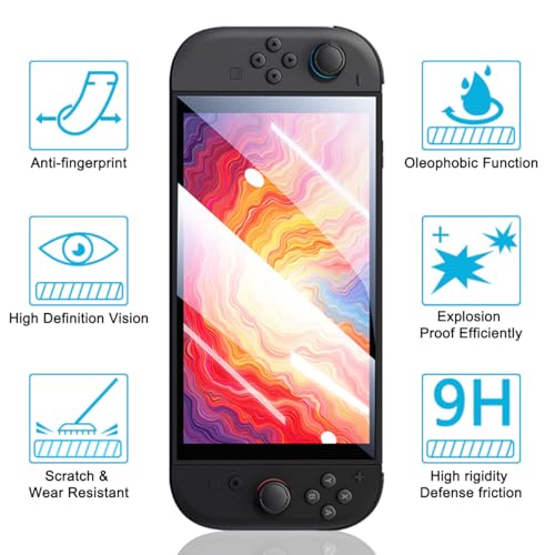 Compatible with Switch 2 Screen Protector 2025, 3 Pack Tempered Glass with Installation Frame, High Hardness, HD Clear, Bubble-Free, Screen Guard for Switch 2 Console