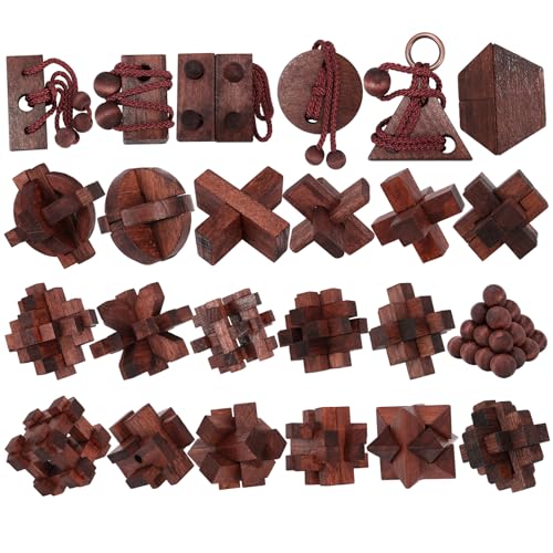 24 Pcs Brain Teaser Puzzles for Adults Teens - Wooden Puzzles 3D Puzzle Game Toys for Adults Teens - Unlock Interlocking Puzzle Adult IQ Education Smart Toys