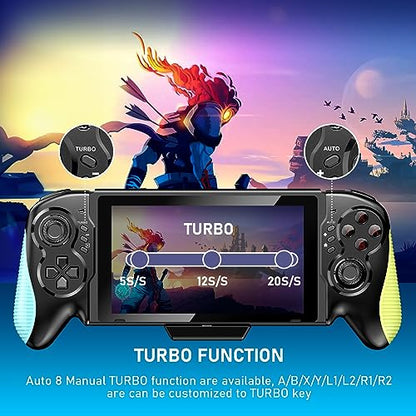 Diswoe Controller for Switch/OLED - One-Piece Joypad Replacement for Switch Pro, Remote With Dual Motor Vibration and Adjustable TURBO - color: Black+L