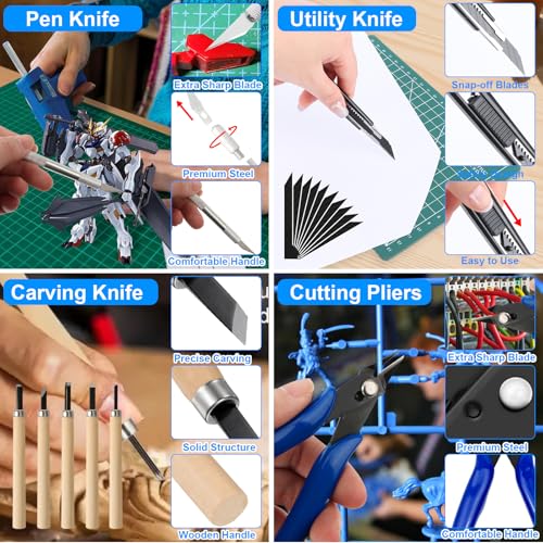 Gundam Tool Kit, 192 Pcs Professional Model Tool Kit for Gundam, Modeling Tools for Models with Decals Sticker Operated Box, Model Building Tools Hobby Tools Craft Set for Repairing Fixing Painting - color: 192 Pcs