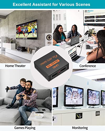 HDMI Splitter 1 in 4 Out 4K 30Hz HDMI-Splitter for Dual Monitors | with USB to DC Power Cable, 2 Way HDMI Distribution, Multi HDMI Adapter for PC/Laptop/HDTV/Projector, Mirror Only, Not Extend - size: 1x2 30Hz