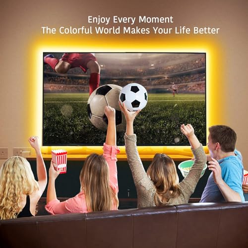phopollo LED Lights for TV, 15Ft TV LED Backlight, Bluetooth Color Changing LED Strip Lights for TV 65-75 inch, App Control, USB Powered