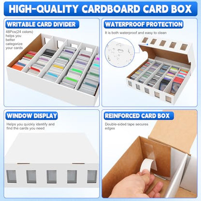 4 Pack Trading Card Storage Box, 14800+ Count Card Storage Box with 48 Card Divider White Sports Storage Card Box Organizer Bulk Card Cases Cardboard Card Box for Basketball MTG Cards Collection - style: 4 Set-2
