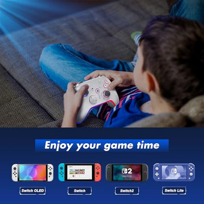 Wireless Pro Controller for Switch 2/Switch/Lite/OLED,Replacement for Switch Pro Controller,Switch 2 Controller Support PC & Android/iOS with RGB LED,Wake-up,Programmable,Adjustable Turbo Vibration Function
