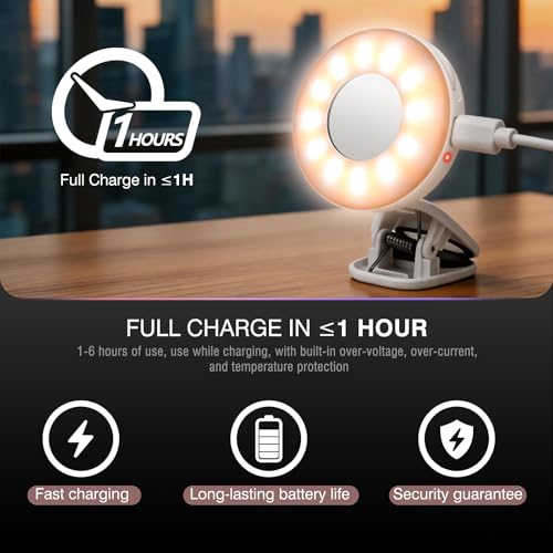 Clip on Ring Light, Stepless Dial Control Selfie Light for iPhone Phone, Rechargeable Portable LED Phone Light for Women, Girls, Makeup, Selfies, Video, Live Streaming, Online Meetings