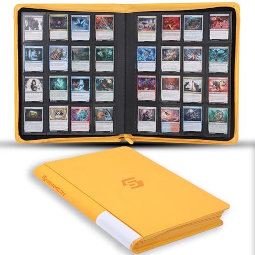 Snekdy premium 1024-pocket trading card binder, 16-pocket cards album, waterproof PU-leather Cover album with side loading, holds gaming, baseball, basketball & sports cards (Yellow) - color: Yellow
