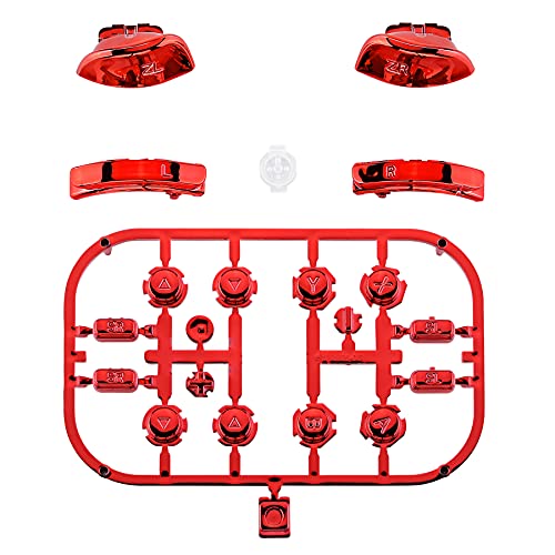 eXtremeRate Complete Replacement Buttons for Nintendo Switch Joycon and Nintendo Switch OLED, ABXY Button Home Direction Plus Minus L R ZL ZR SR SL Trigger for Joycon Controller, Red Chrome - color: Chrome Red