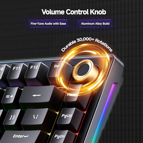 TMKB T81E Mechanical Gaming Keyboard, 75% Gasket Mount Wired Keyboard with Knob & 5-Layer Sound Dampening, Hot-Swappable, RGB Backlit, 82 Keys for Windows/Mac/Linux - Black