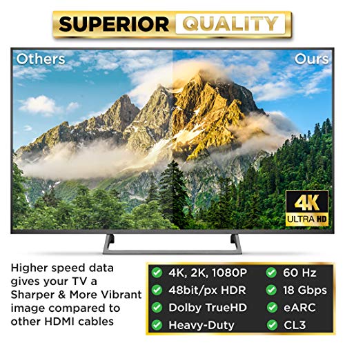 PowerBear 4K HDMI Cable 20 ft 1 Pack Long Hdmi Cable, Braided Nylon & Gold Connectors, 4K @ 60Hz, Ultra HD, 2K, 1080P, ARC & CL3 Rated | for Laptop, Monitor, PS5, PS4, Xbox One, Fire TV, & More - size: 20.0 ft