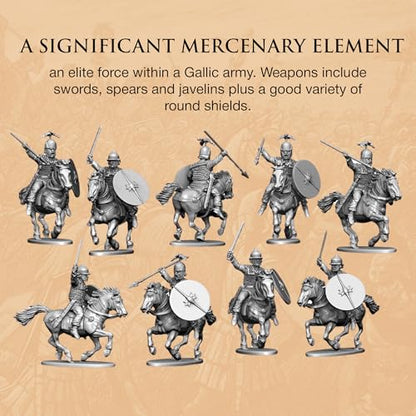 Wargames Delivered - Victrix Ancient Gallic Cavalry Set with Bonus Miniature STL Download - 12 Highly Detailed 28mm Miniatures with Spears, Shields & Cloaks for Punic Wars, Roman, and Allied Wargaming