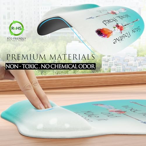 MROCO Ergonomic Mouse Pad with Gel Wrist Rest, 9.4 x 8.1 in, Feather Arrow | Ergonomic Shape Design, Multiple Pattern Options, Gel Wrist Comfort, Smooth Lycra Surface, Non-Slip PU Base - color: Feather Arrow