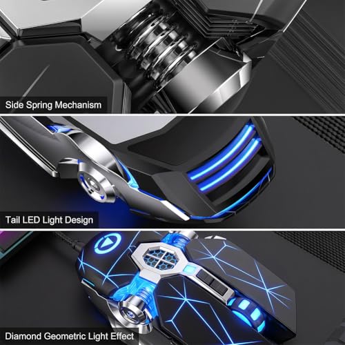 Professional Gaming Wired Silent Mouse, Water Cooled Light, 3200 DPI, Ergonomic Design Game Mouse Compatible with PC, Plug & Play
