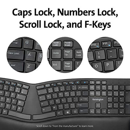 Kensington Pro Fit Ergonomic Wireless Keyboard, Bluetooth - Black (K75401US) - style: wireless keyboard