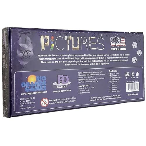 Rio Grande Games Pictures USA Expansion: Family Party Game, 110 USA Photos, Creative Board Game, Ages 8+, 3-5 Players