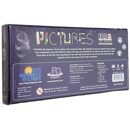 Rio Grande Games Pictures USA Expansion: Family Party Game, 110 USA Photos, Creative Board Game, Ages 8+, 3-5 Players