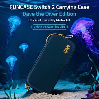 FUNLAB Switch 2 Carrying Case Compatible with Nintendo Switch 2/1/OLED, Portable Hard Shell Switch Carry Case with 10 Game Card Slots for Travel, Dave the Diver Official Licensed, Blue - color: Blue