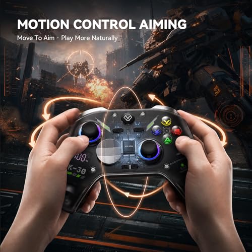 Aolion gaming K30 TMR Wireless Gaming Controller for Switch, PC, iOS & Android, TMR Joysticks (No Drift), Hall Effect Triggers, Switchable ABXY Buttons, Back Buttons & RGB Lighting - color: Black