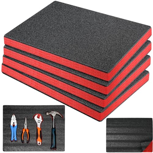 Outus 4 Pcs Cuttable Polyurethane Foam Pads Craft Foam Insert for Cases Packing Padding Camera Toolbox Storage(16 x 12 x 1 Inch,Red, Black) - color: Red, Black, size: 16 x 12 x 1 Inch