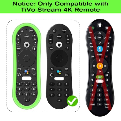 Silicone Case for TiVo Stream 4K Remote, Anti-Slip Shockproof Protective Cover for TiVo Stream Remote Controller Sleeve Protector Skin (Glow Green) - color: Glow Green