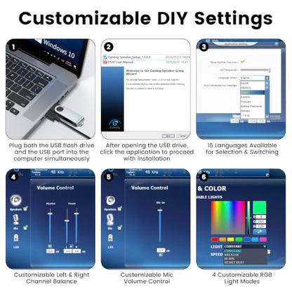 Computer Speakers for Desktop PC, Computer Sound Bar with Detachable Microphone,Gaming Speakers, Plug & Play, PC Speakers for Laptop, Tablet