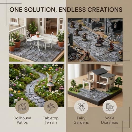 Dollhouse Miniature Paving Stones, Model Tiles | Set of 50 pcs for Fairy Gardens and Tabletop Terrain, REDUCIO! - color: Misty Rock