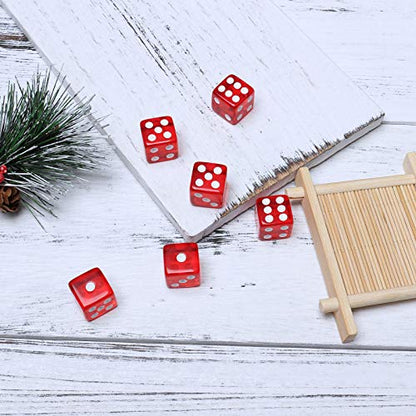 Leatherette Dice Cup Set Red Velvet Interior Quiet in Shaking with 6 Red Translucent Dot Dice for Liars Dice Farkle Yahtzee Board Games, 1 Pack - color: Red2