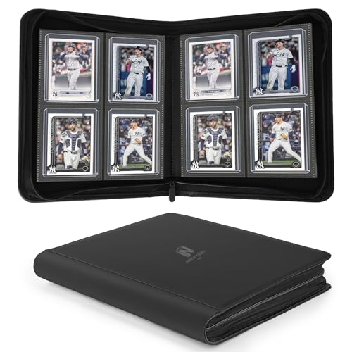 Toploader Binder,4 Pocket with 128 Card Slots for 3" x 4" Rigid Cards,PU Card Album for Trading Cards & Sports Cards(Black) - color: Black, size: 4 Pocket