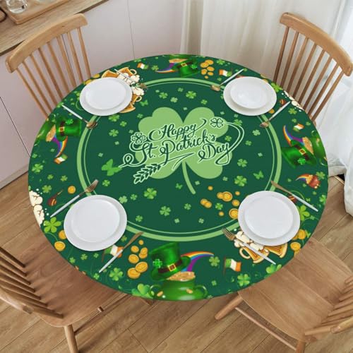 St. Patrick's Day Round Tablecloth Elastic Fitted Edge Table Cover Washable for Kitchen Dining Picnic Party Fit Table 40-44 - color: St. Patrick, size: 40" (Round)