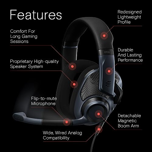 EPOS H6Pro - Open Acoustic Gaming Headset with Mic - Lightweight Headband - Comfortable & GSX 1000 2nd Edition Dac Amp Audio Amplifier/External USB Sound Card with 7.1 Surround Sound, Side Tone