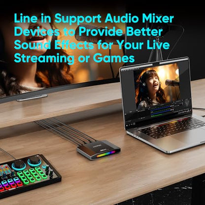 4K 60fps HDMI Video Game Capture and Passthrough | Support HDR & VRR,1080P 120fps Capture for games console Live Streaming and Video Recording in 4K