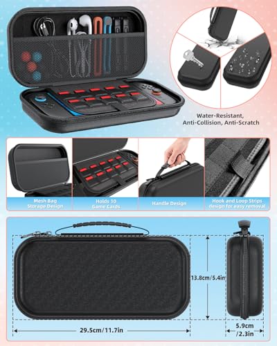 Switch 2 Pro Controller Accessories Bundle for Nintendo Switch 2 (2025), MENEEA 21-in-1 Kits: Wireless Controllers,Carrying Case,Controller Charger Dock,Grips for Joy Con,Steering Wheels for Mario Kart,Protective Cover for Switch 2 (2* Black Controllers)