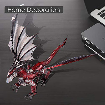 Piececool Black Dragon King 3D Metal Model Building Kits with DIY Tools Set, Challenging 3D Metal Puzzles for Family Time, Great Christmas Birthday New Year Gifts - color: Black Dragon King With Tool